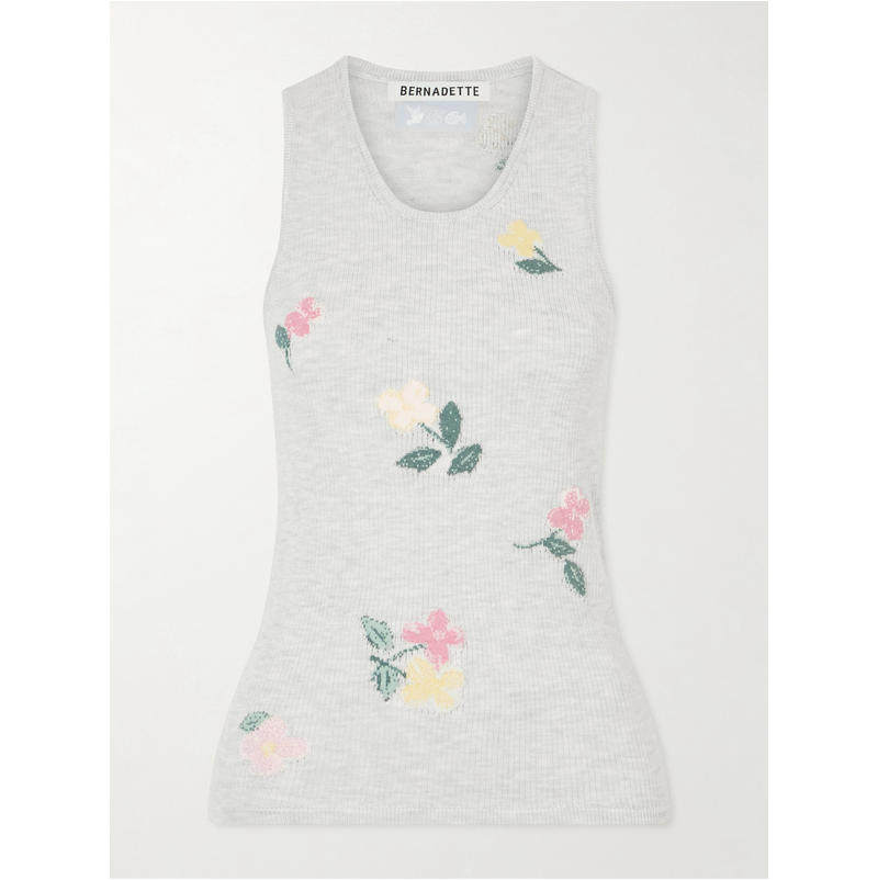 Bernadette 女士 FW26 背心 Clementine 花朵提花罗纹棉质上衣图片
