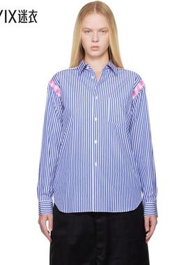 Comme des Garçons 女款蓝色 & 白色 Striped Gingham Trim 衬衫