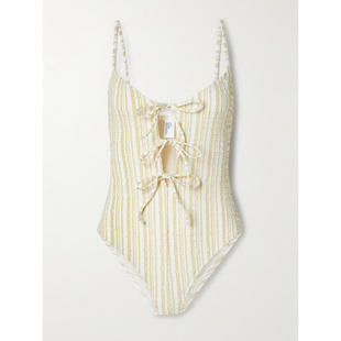 Lisa Marie Fernandez 女士 连体泳衣 绑带绉条纹泳衣
