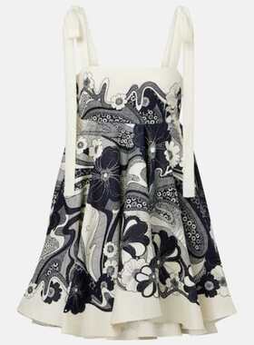 Alémais 女士 短款连衣裙 Mickey 花朵亚麻迷你连衣裙