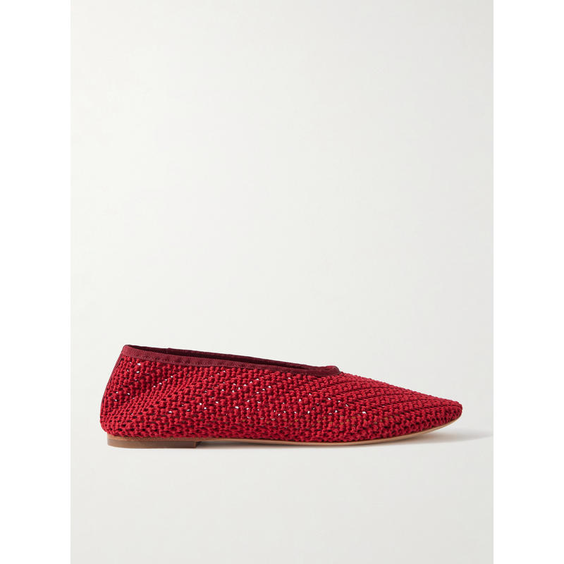 Staud 女士 芭蕾鞋 Alba 罗缎边钩编芭蕾舞鞋