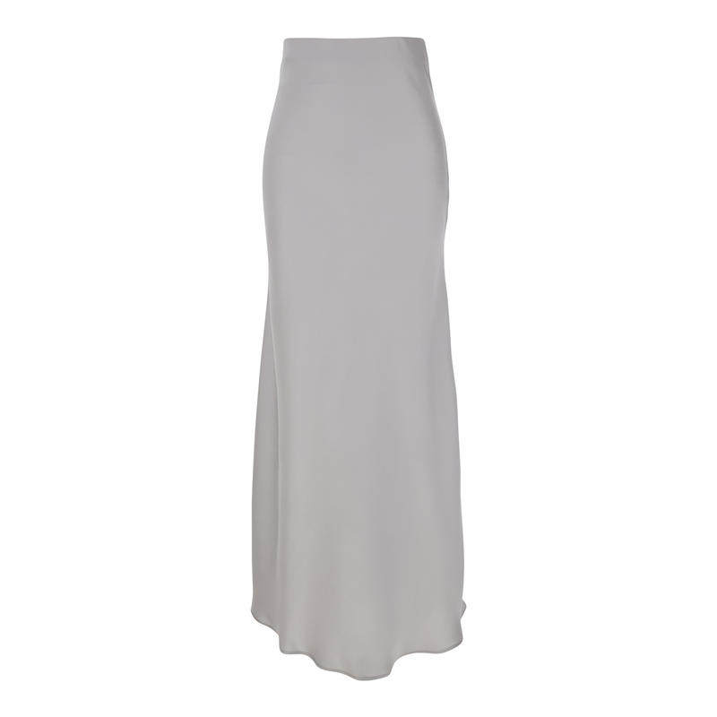 Plain 女士 SS25 半身裙 at 灰色长款裙摆皱褶缎面女士内裤