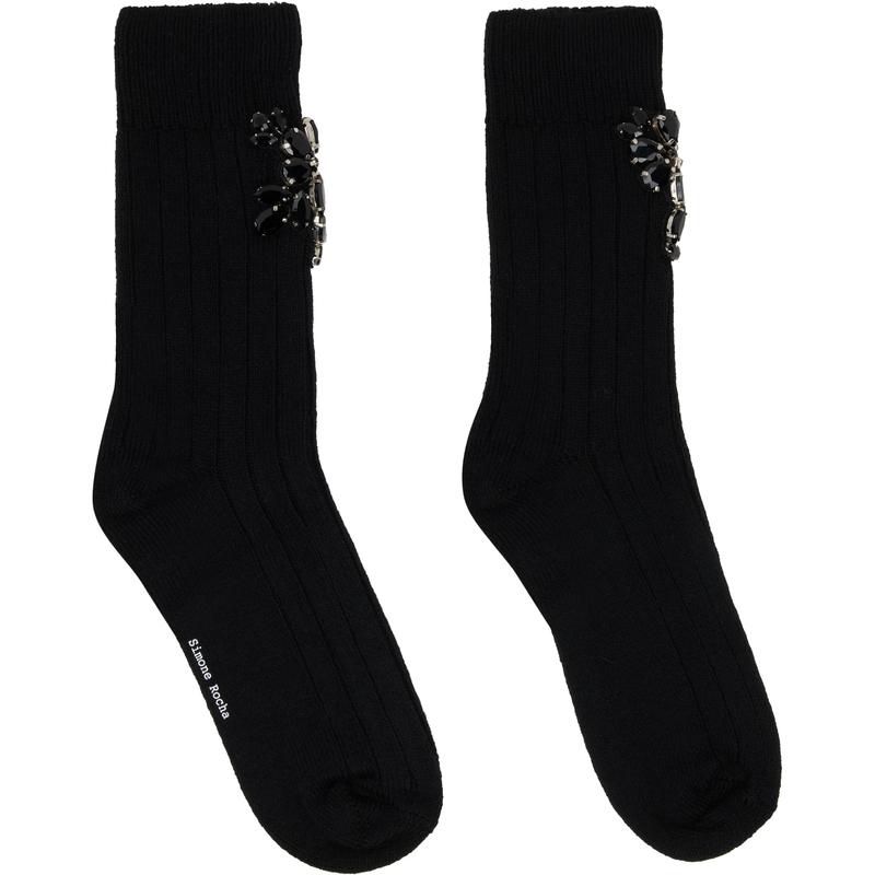 Simone Rocha 女士 袜子 黑色 Embellished Rose Ankle 中筒袜
