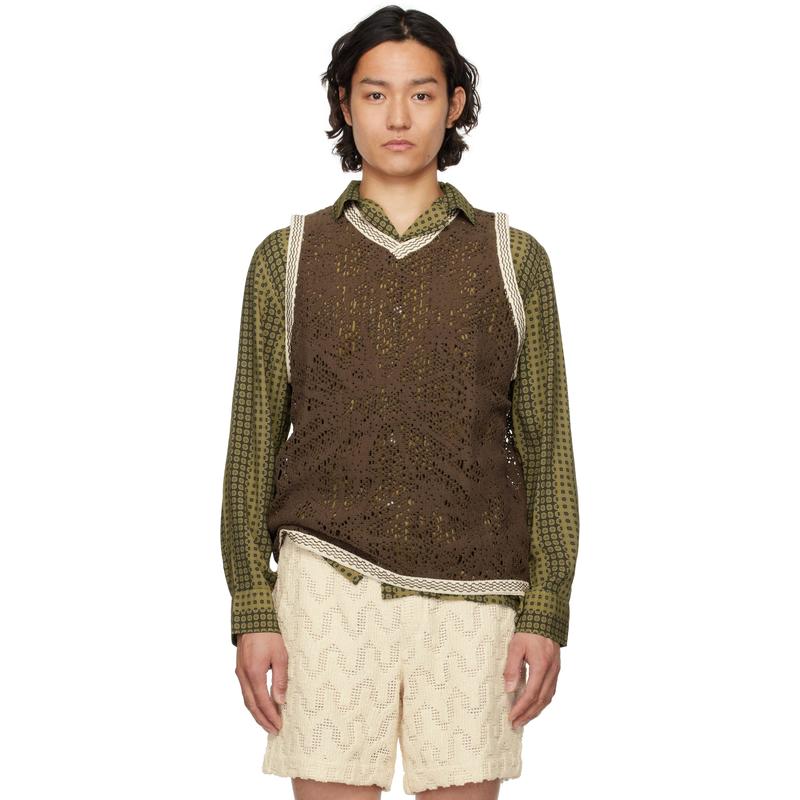 OAS Company 男士 上衣 棕色 Astrea Orion Crochet 马甲