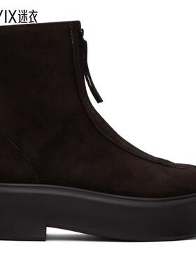 The Row 女士 棕色 Zipped I 踝靴迷衣时尚