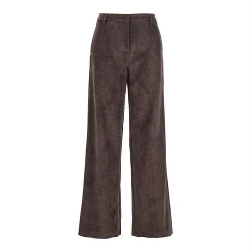 Plain. 女士 FW25 长裤 素色罗纹天鹅绒高腰裤