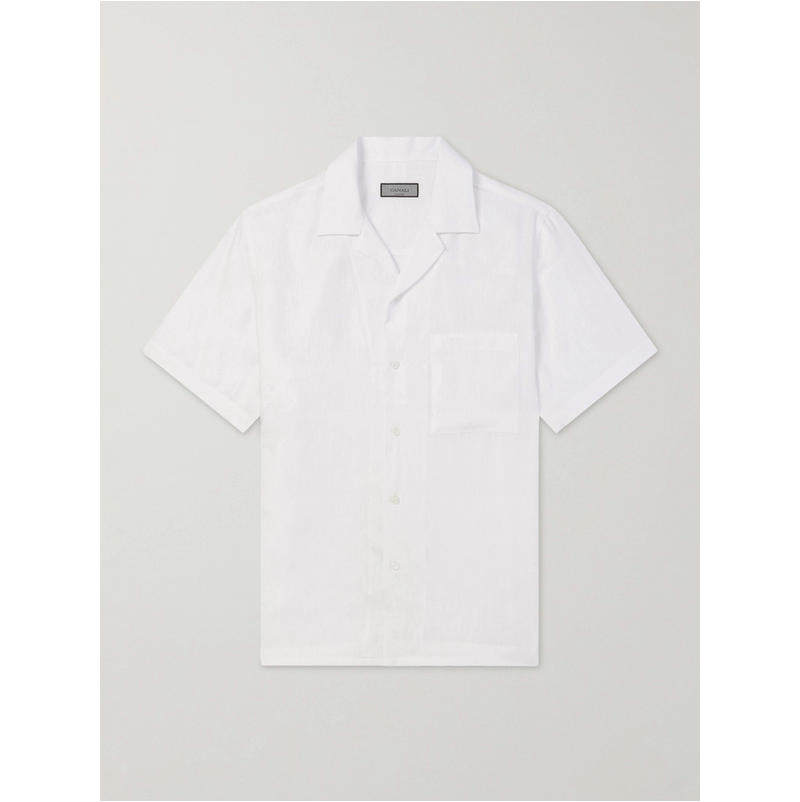 Canali 康钠丽 男士 FW26 衬衫 Camp-Collar 亚麻