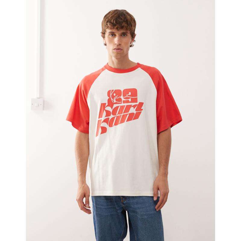 Karl Kani 男士 T恤 宽松款插肩红色胸部印花T恤(白色)