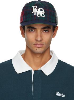 Rhude 男士 棒球帽 多色 Multi-Flannel Scramble Logo 棒球帽
