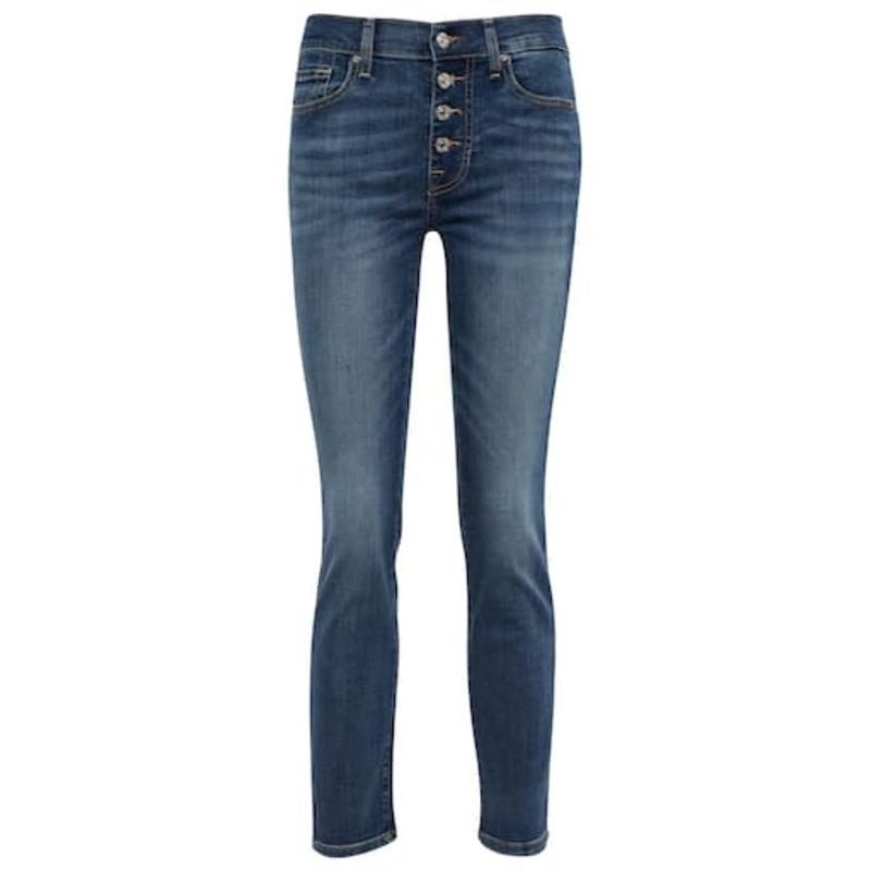 7 For All Mankind 女士 牛仔长裤 Roxanne 及踝中腰紧身牛仔裤