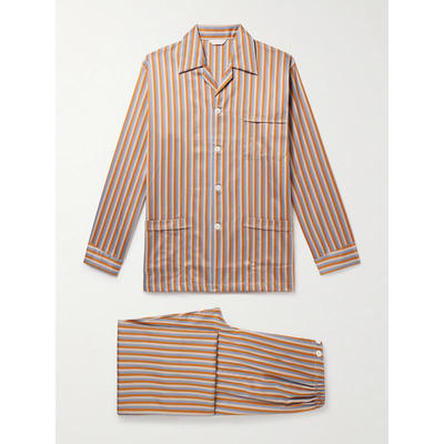 Derek Rose 男士 SS26 睡衣 Wellington 条纹棉质府绸睡衣套装