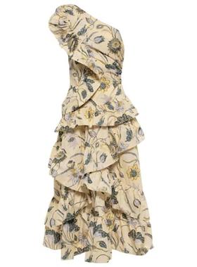 Ulla Johnson 女士 中长连衣裙 Ondine 花朵单肩中长连衣裙