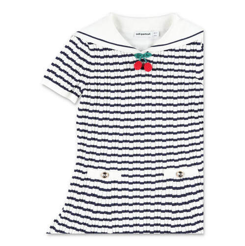 Self-Portrait 女童 FW26 连衣裙 条纹水手针织女孩童装