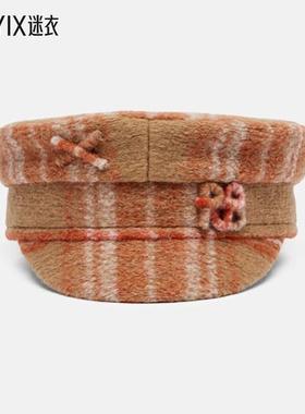 Ruslan Baginskiy 女款格纹羊毛混纺报童帽 迷衣时尚