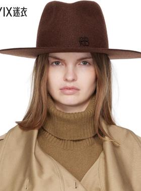 Ruslan Baginskiy 女款棕色 Monogram-Embellished 宽檐帽 迷衣时