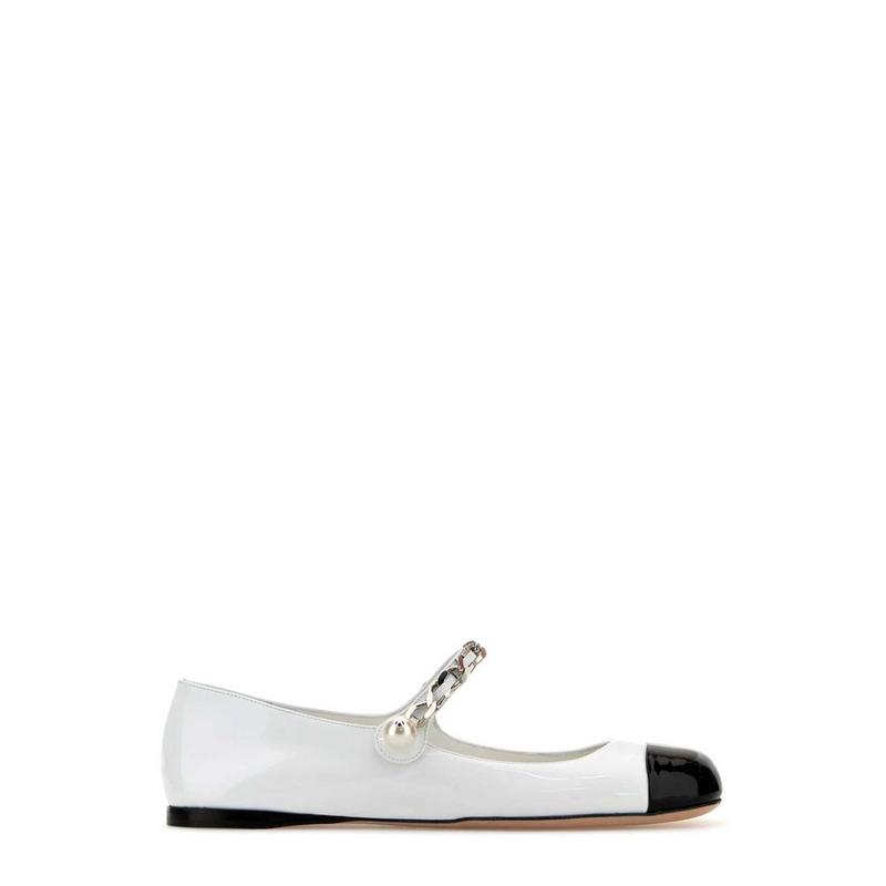 Miu Miu 女士 FW24 芭蕾鞋 雙色鍊式芭蕾平底鞋
