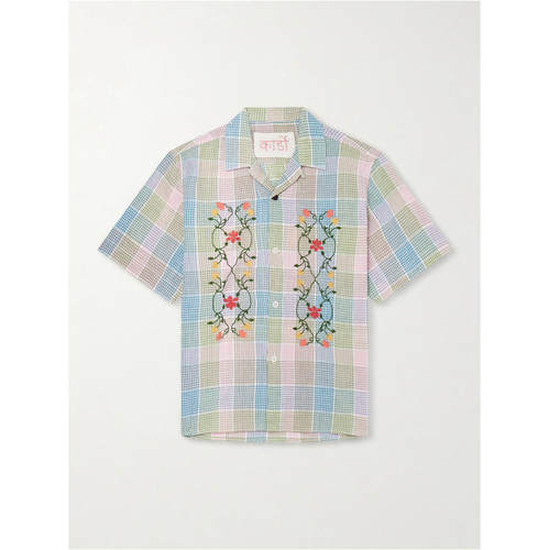 KARDO 男士 FW26 衬衫 Ronen Camp-Collar 绣花格纹棉麻混纺
