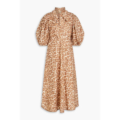 Zimmermann 兹默曼 女士 中长连衣裙 Tie-detailed 豹纹亚麻