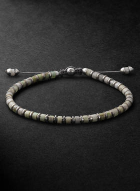 MAOR 男士 手链 Sapet 纯银绿玉髓珠饰手链