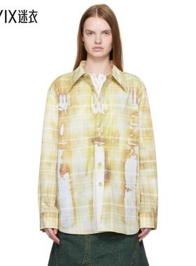 Andersson Bell 女款黄色 Trompe L'Oeil Printed Check 衬衫 迷