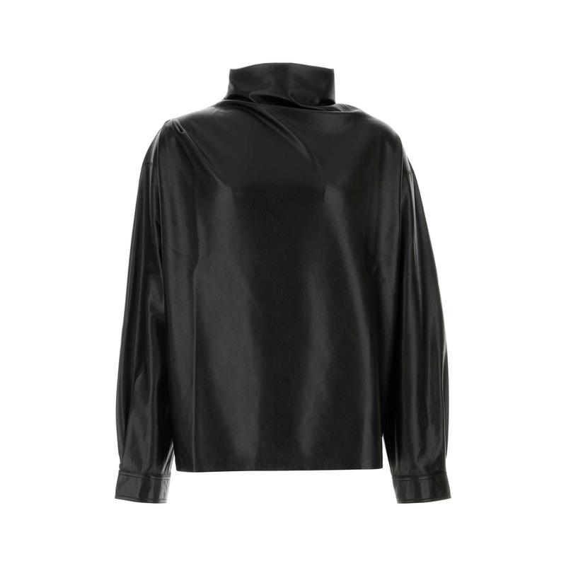 Nanushka 男士 FW24 T恤 synthetic Mikael 黑色皮革上衣