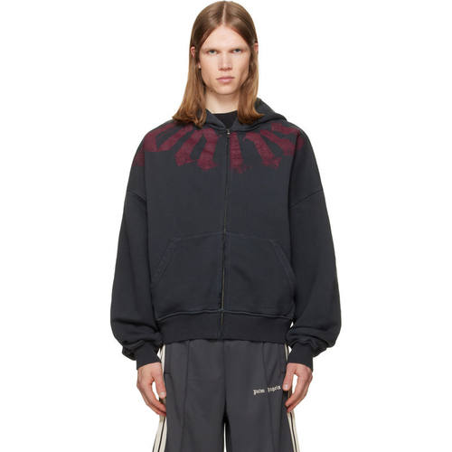 Palm Angels 棕榈天使 男士 卫衣 黑色 Big Neck Logo Zip 连帽衫