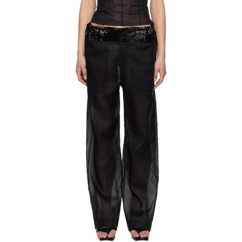 Edward Cuming 女士 长裤 黑色 Patch Work Elasticated 长裤