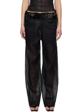 Edward Cuming 女士 长裤 黑色 Patch Work Elasticated 长裤