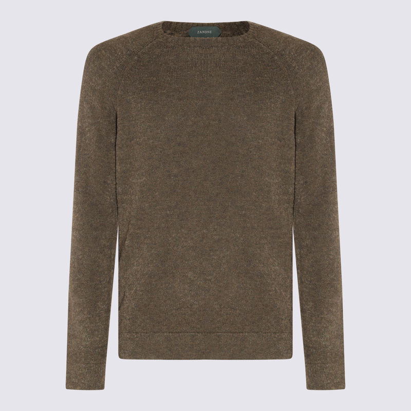 Zanone 男士毛衣 绿色羊毛混纺毛衣
