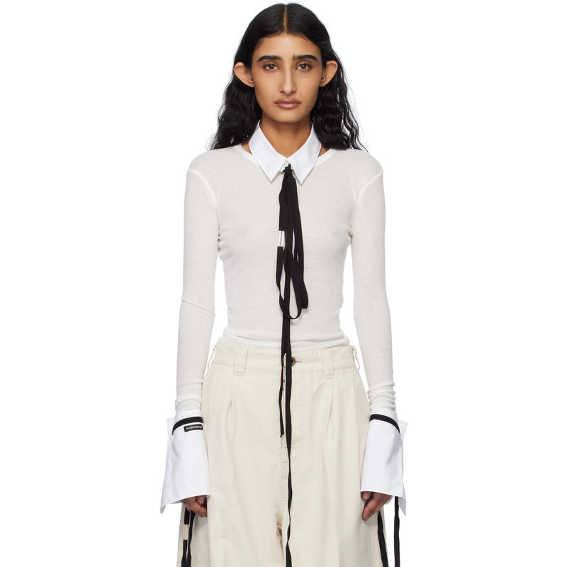 Ann Demeulemeester 女士 T恤 白色 Fiene 长袖 T 恤