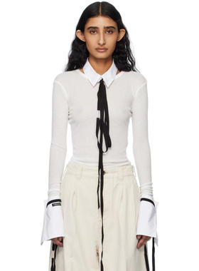 Ann Demeulemeester 女士 T恤 白色 Fiene 长袖 T 恤