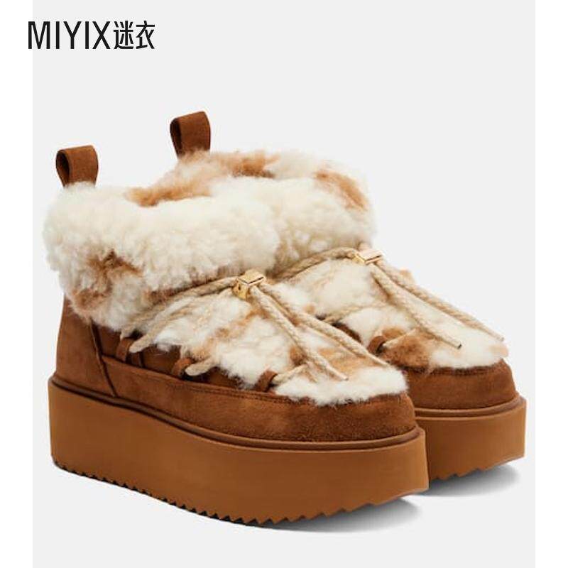 INUIKII 女款Teddy 防水台绒面革雪地靴 迷衣时尚