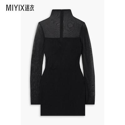 Nensi Dojaka女士弹性针织薄纱迷你连衣裙 迷衣时尚