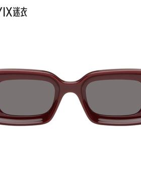 Loewe罗意威 女款酒红色 Rectangular 太阳镜 迷衣时尚