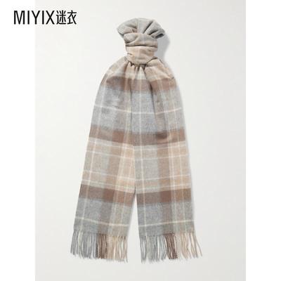 Johnstons Of Elgin 男款流苏格纹羊绒围巾 迷衣时尚