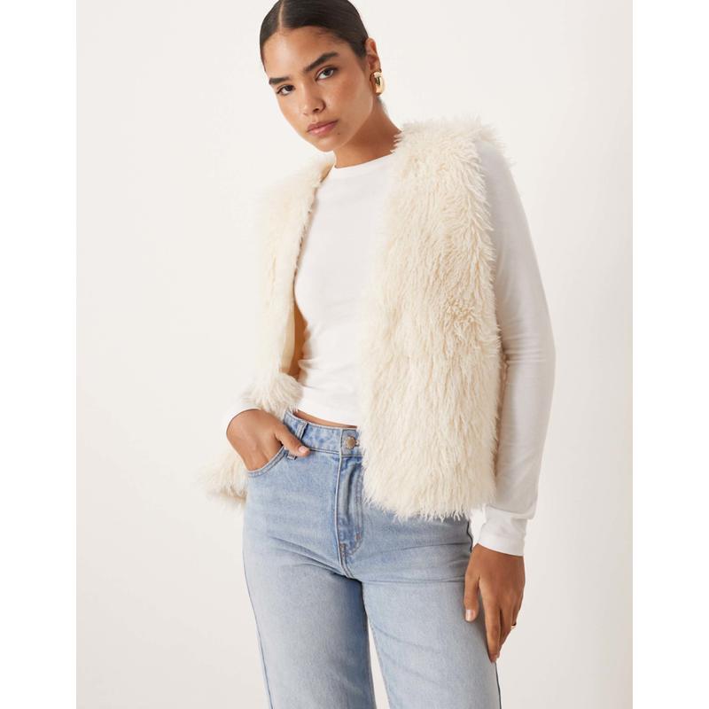 Threadbare 女士 马甲 磨绒人造皮草马甲(本色)