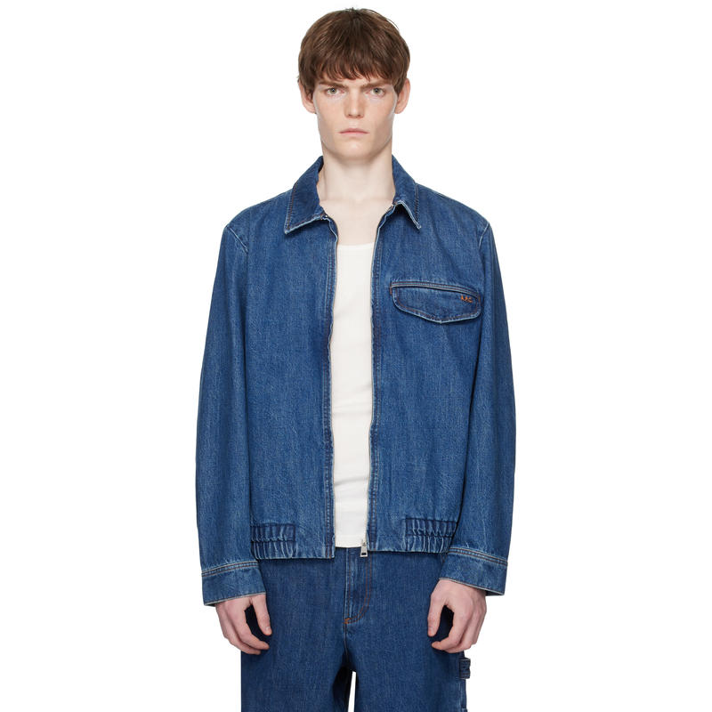 A.P.C. 男士 夹克 蓝色 Fabrizio Zippé 牛仔夹克