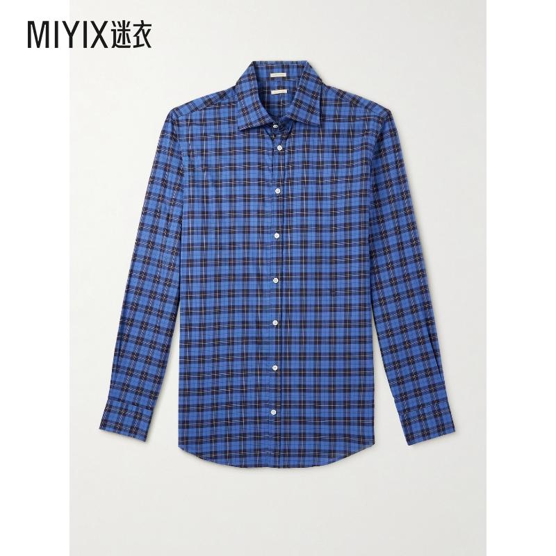 Massimo Alba 男款Genova 格纹棉质府绸衬衫 迷衣时尚