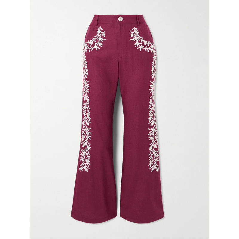 Alix Of Bohemia 女士 牛仔长裤 Canyon 兔子刺绣真丝喇叭长裤,女装/女士精品,休闲裤,淘宝优惠券,粉丝福利购,淘宝优惠卷