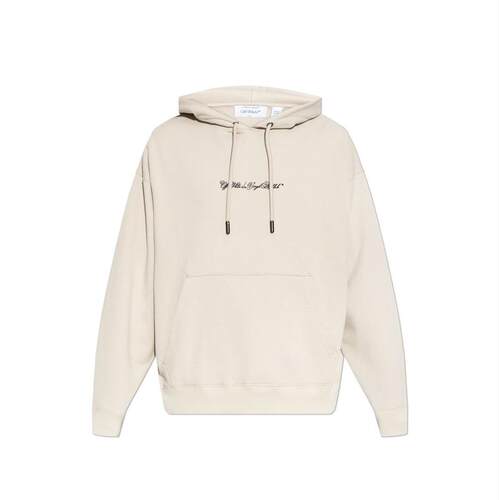 Off-White 男士 SS26 卫衣 Script Skate 箭号斜线连帽衫(米白色)
