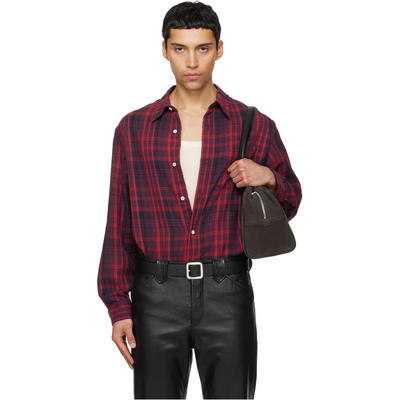 TONYWACK 男士 衬衫 红色 Washed Cotton Blend Check