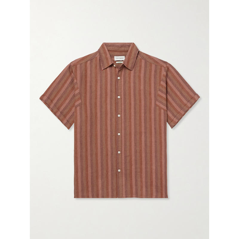 Oliver Spencer 男士 FW25 衬衫 Garrison 条纹亚麻衬衫