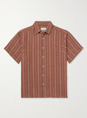 Oliver Spencer 男士 FW25 衬衫 Garrison 条纹亚麻衬衫