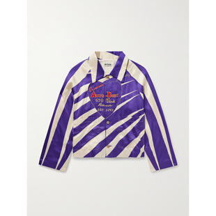 夹克 SS25 Auto 刺绣条纹缎面衬衫 Bode 式 男士