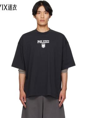 Vetements 男款黑色 Polizei Regular T 恤 迷衣时尚