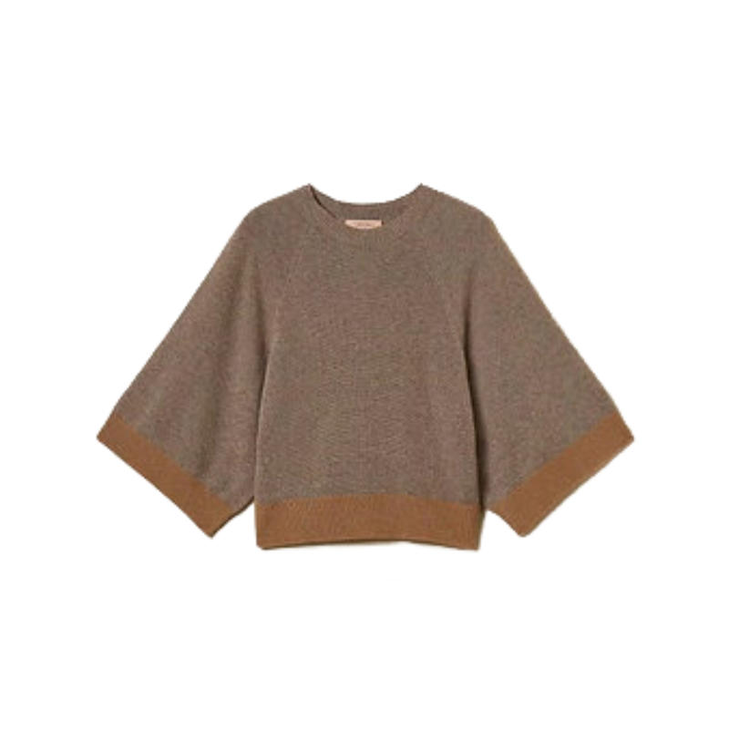 TWINSET 女士 FW26 毛衣 棕色羊毛针织衫 - 实物图