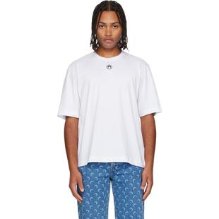 Marine Serre 男士 T恤 白色 Moon Logo Jersey Loose Fit