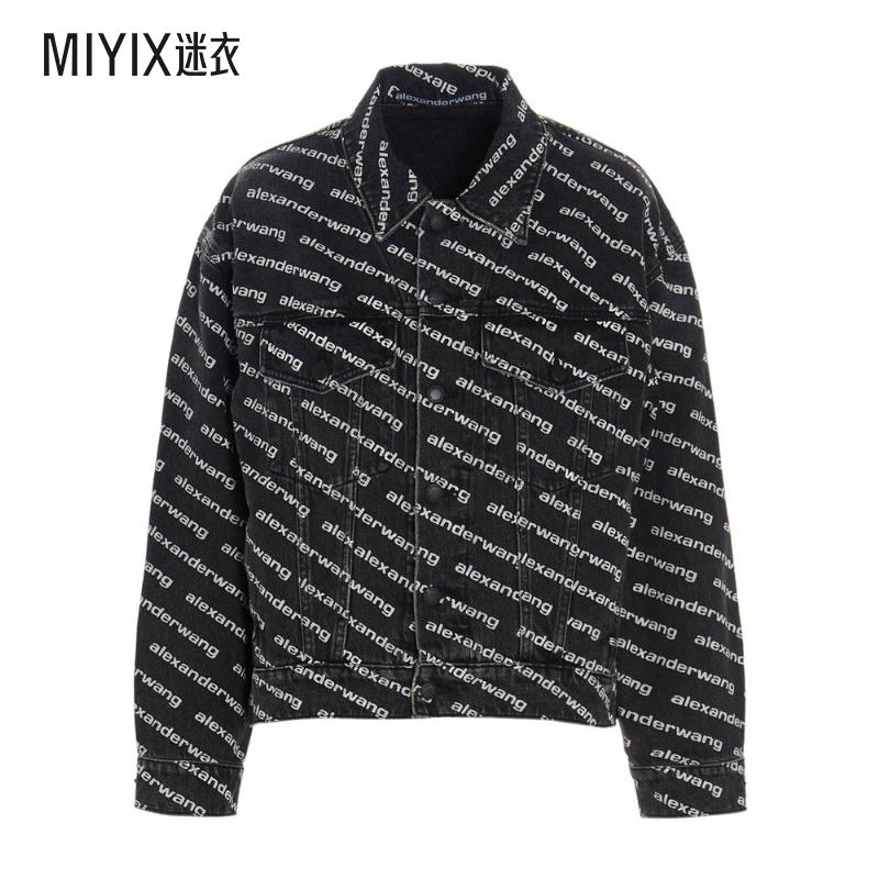 【早秋新品】Alexander Wang亚历山大王 女款仿旧感徽标牛仔外套