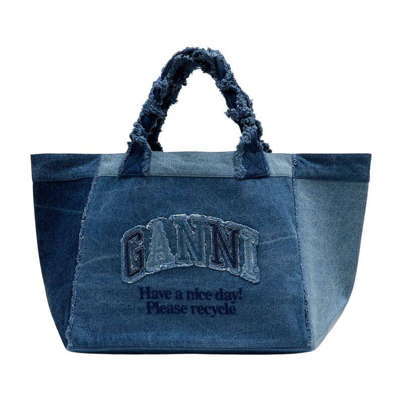 Ganni 甘尼 女士 SS26 托特包 XXL 梯形棉蓝色购物袋