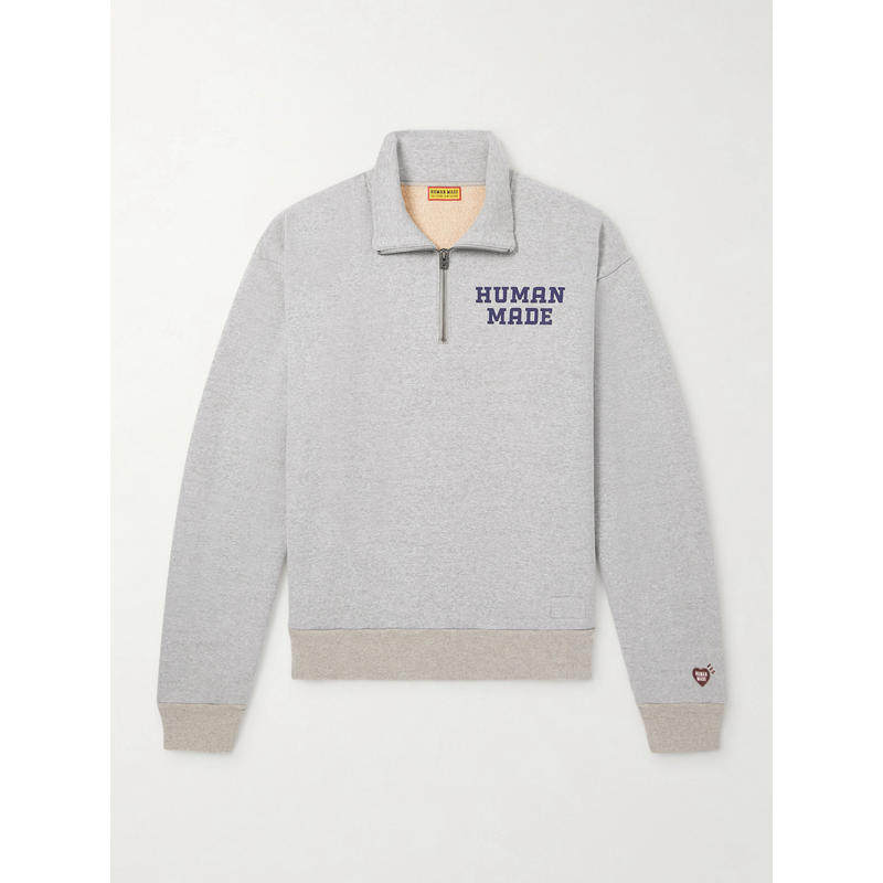 HUMAN MADE 男士 SS26 卫衣 徽标印花棉针织半拉链卫衣